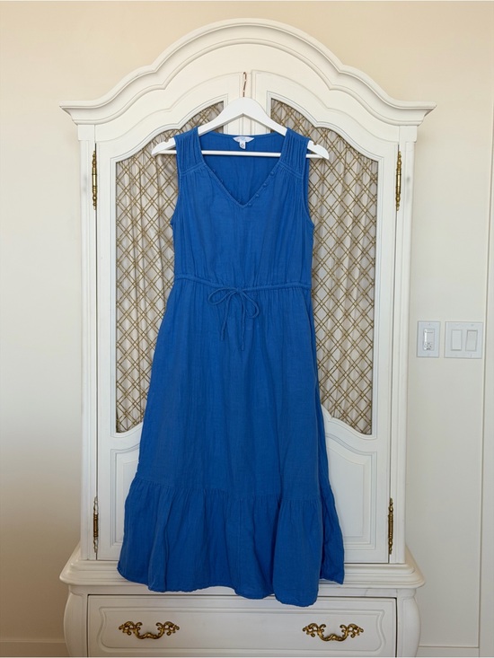Time and Tru Dresses & Skirts - Time and Tru Royal Blue Sleeveless V-Neck Long Midi Dress with Drawstring